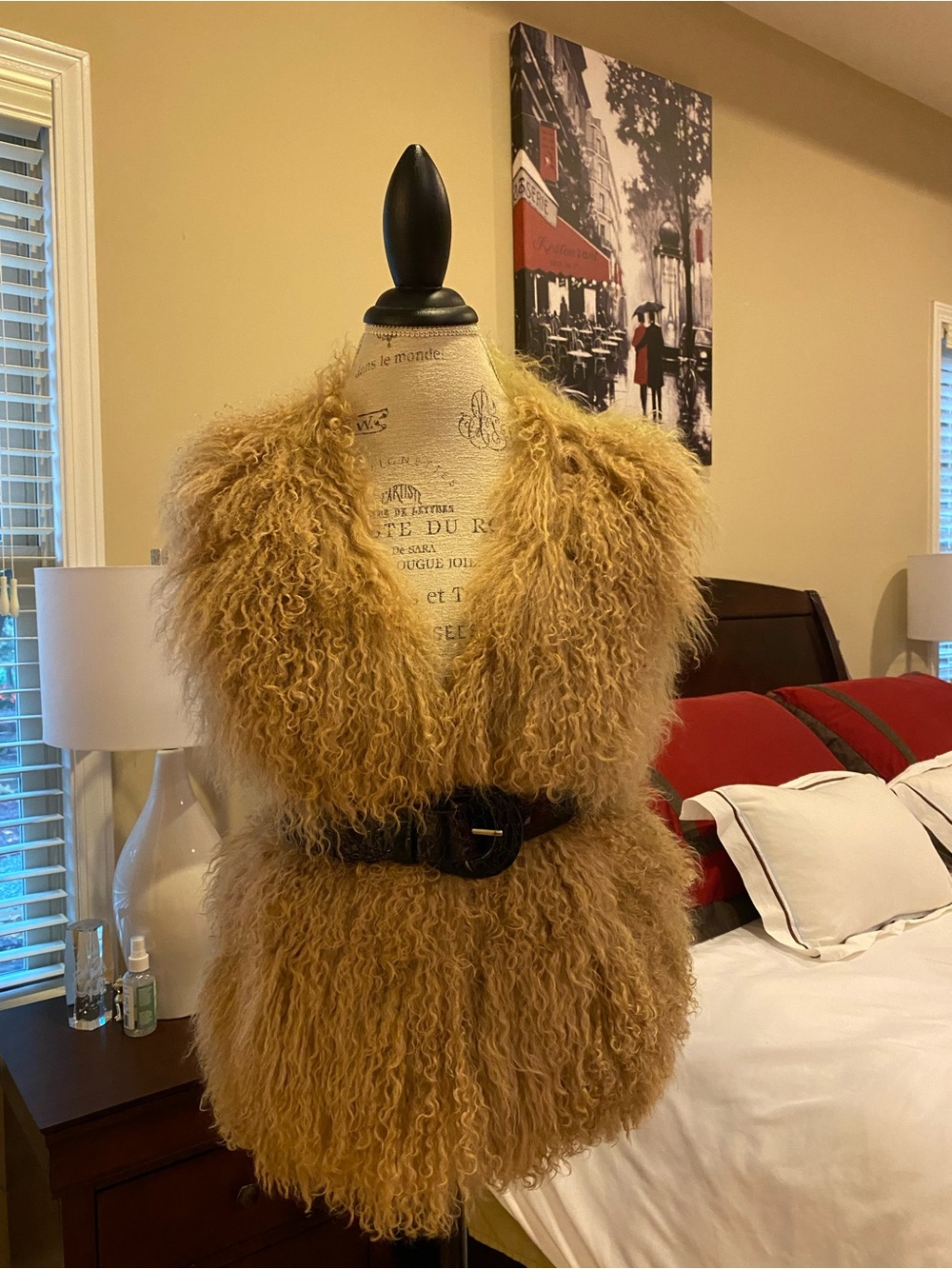 Lambs Curly Shearling Vest - Tan by